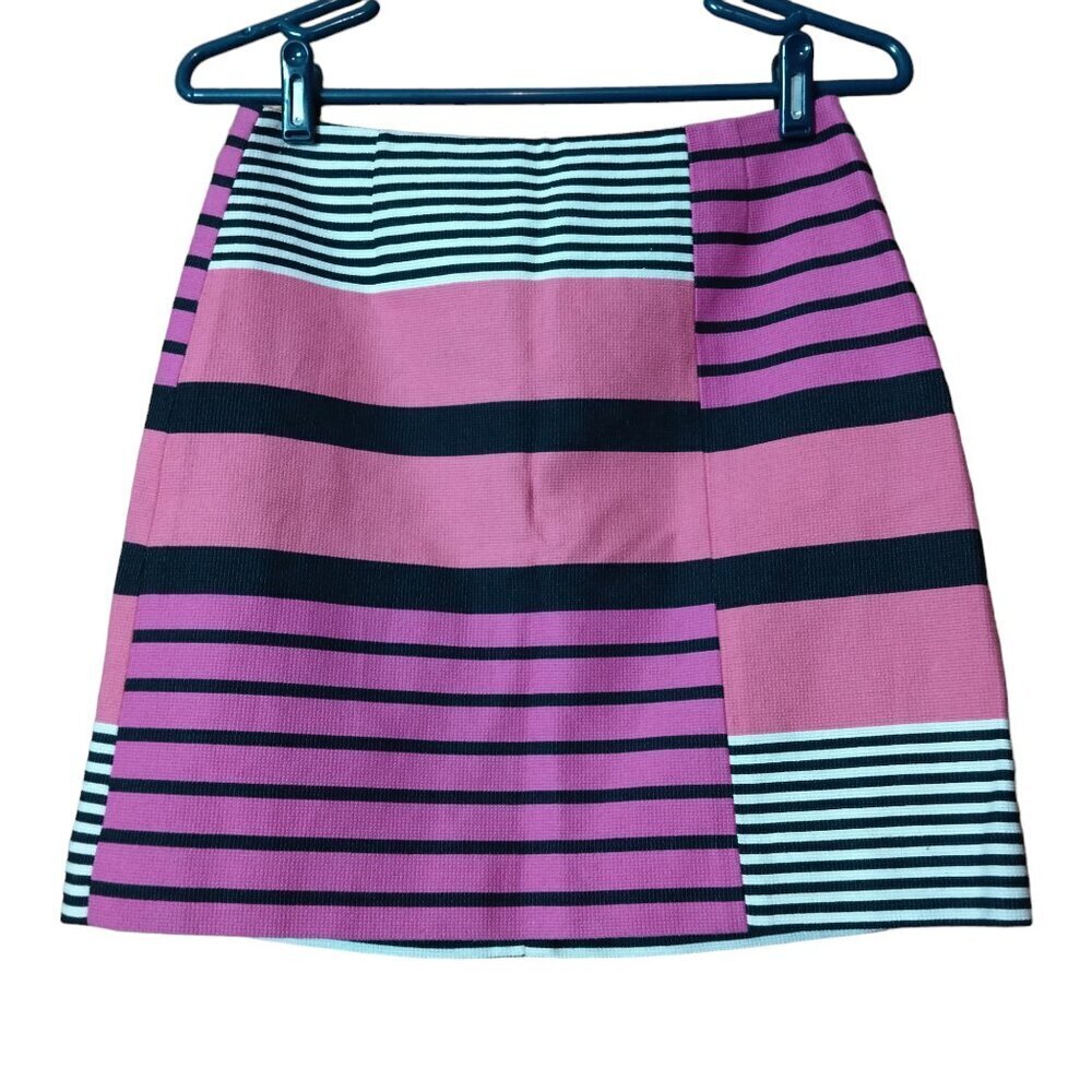 Ann Taylor LOFT Women's Size 0 Multi-Colored Zip Back Striped Short Skirt Preppy